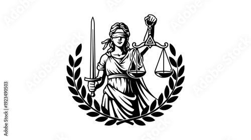 Lady justice holding scales and sword symbolizing law and order, justice, and legal fairness