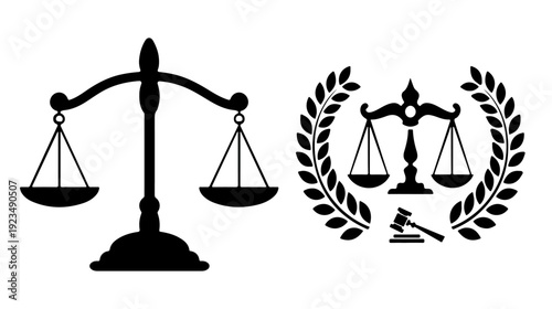 Scales of justice and gavel symbolizing law, judgment, court, and legal system