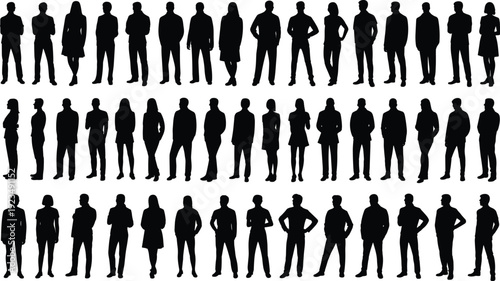 Large Collection of Diverse Human Silhouettes Standing people figures
