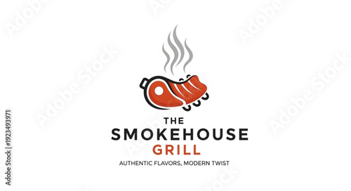 Smoking Meat Logo Design Concept.