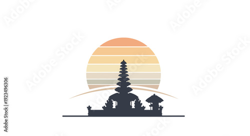 Balinese Temple Sunset View.