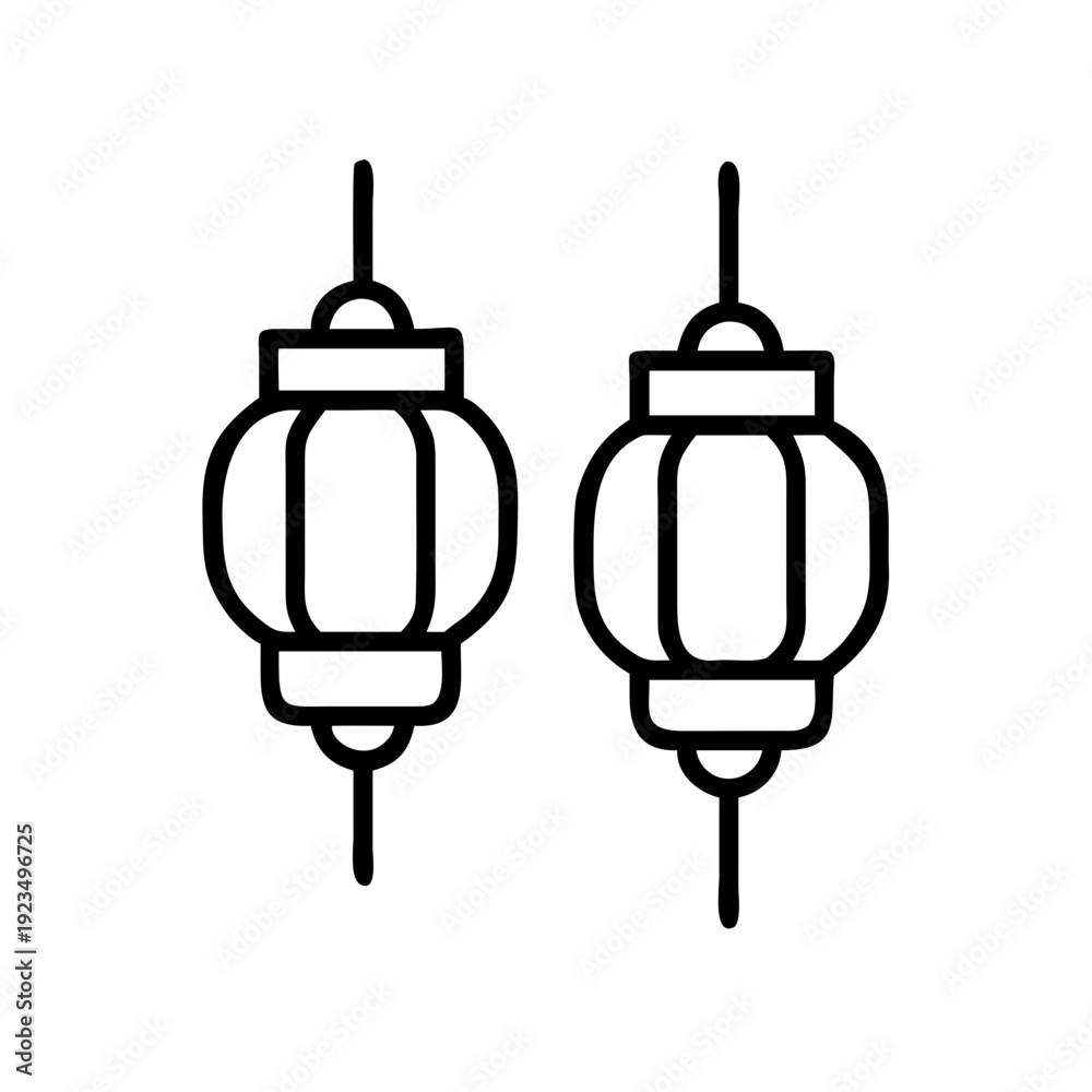Obraz premium Hanging Ramadan Lanterns Line Icon