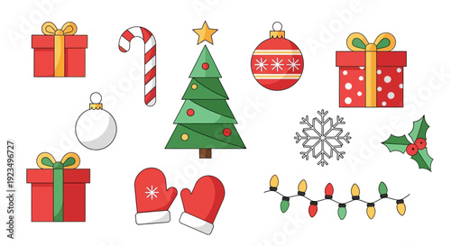 Christmas Holiday Festive Icons.