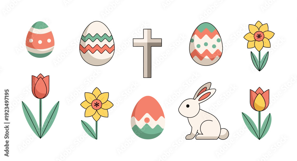 Fototapeta premium Easter eggs and bunny.