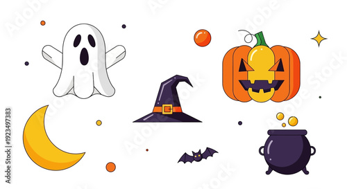 Halloween icons and symbols.
