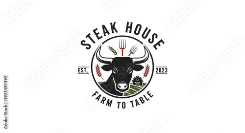Steak House Bull Logo Design.