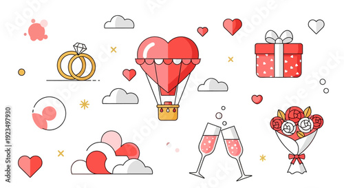 Valentine Day Heart Symbols.