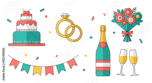 Wedding Celebration Party Elements.