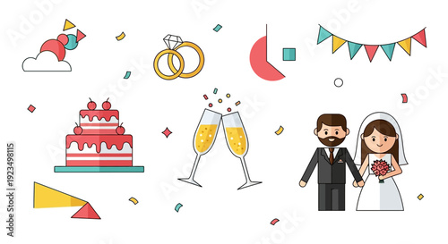 Wedding Celebration Party Icons.