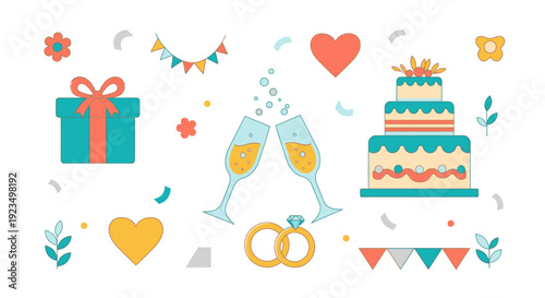 Wedding Celebration Party Symbols.