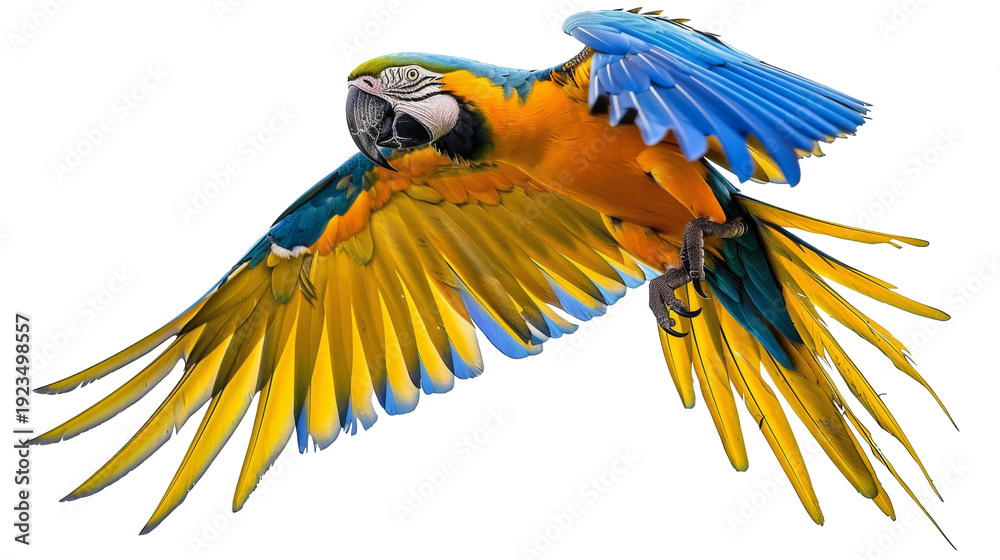 Fototapeta premium Colorful Macaw Parrot in Flight.
