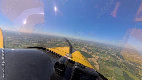Cockpit view of aerobatic figure in a Cap10 Airplane