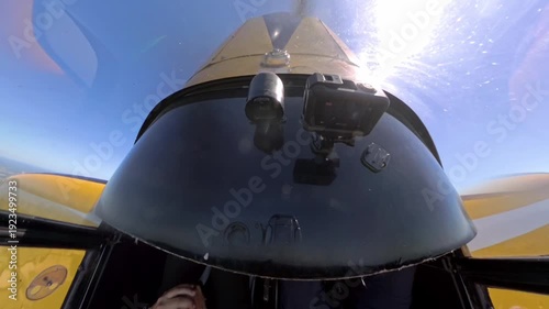 Cockpit view of aerobatic figure in a Cap10 Airplane
