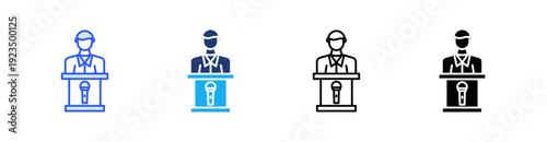 Press Conference Multiple Style Icon Set Vector 