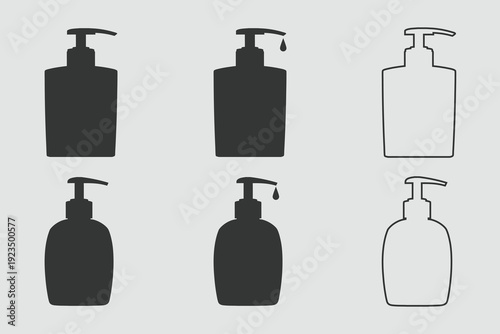 skincare bottle clipart silhouette set. cosmetic packaging design, lotion container, wellness product artwork, hygiene bottle graphic, beauty care