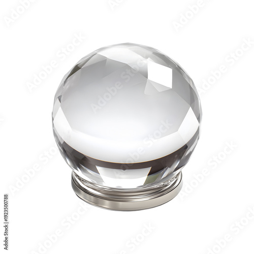 Faceted Crystal Sphere on Silver Base glass ball