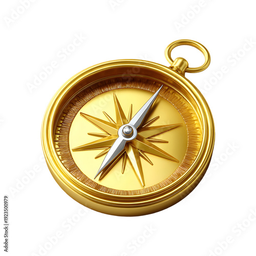 Golden Compass on White Background navigation direction