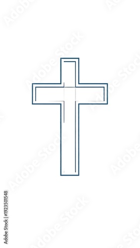 A simple blue outlined cross on a white background