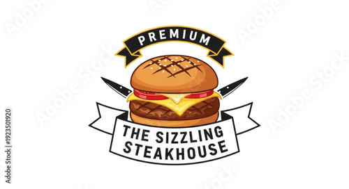 Steakhouse Burger Logo Design Premium.