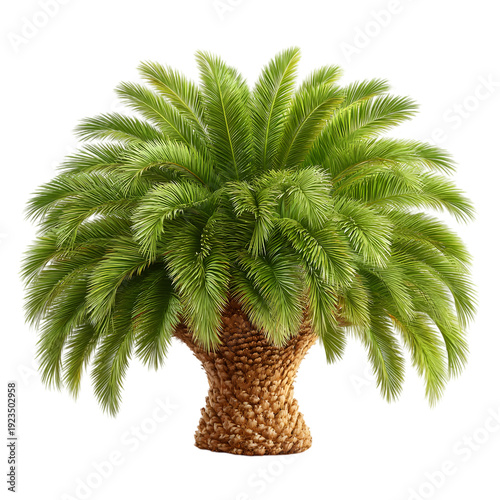 Lush Green Palm Tree on a White Background plant