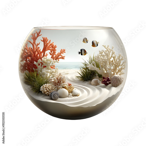 Miniature Underwater Scene in a Glass Bowl aquarium