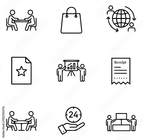 This premium business icon collection is designed for modern UI/UX design, corporate presentations, mobile apps, website interfaces, and digital product development. Featuring a clean minimal style wi