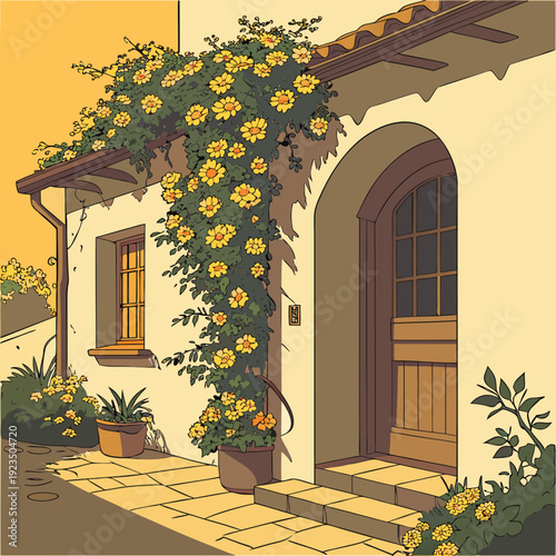 window with flowers in the garden