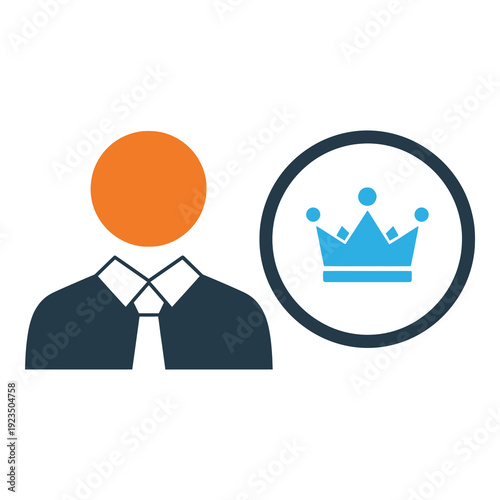 Simple icon of a person with a crown symbol next to them online status icon