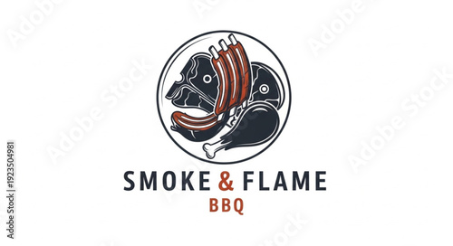 Smoke and Flame BBQ Logo Design.