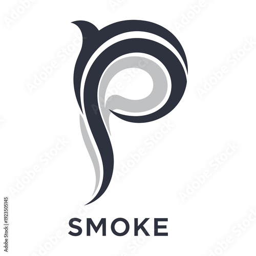 Smoke logo design with swirling smoke shape and text icon