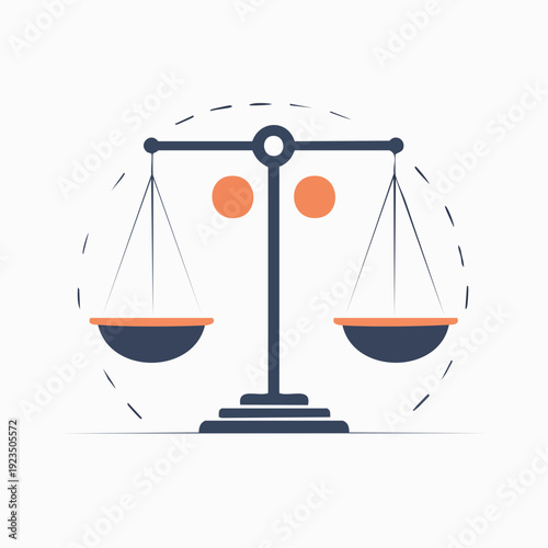Clean vector illustration of a traditional balance scale, perfectly embodying the concept of justice, fairness, and equilibrium in a modern design