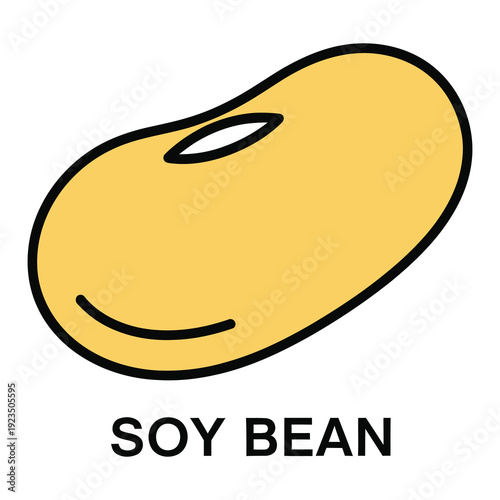 Soy bean illustration with black outline on white background icon