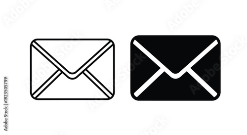 Modern email and mail envelope icons vector set for digital communication and message concepts