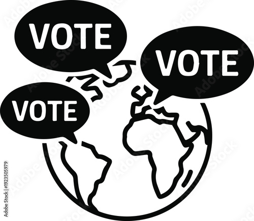 Earth with VOTE speech bubbles for youth turnout