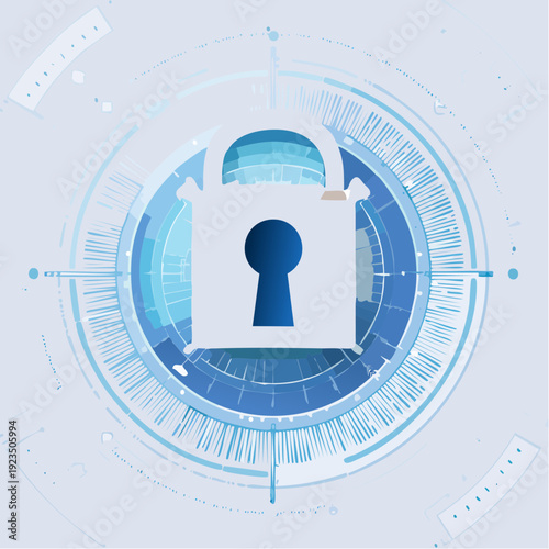 Ensuring digital data integrity and robust cyber defense A visual concept of cybersecurity with a padlock on a futuristic technological interface