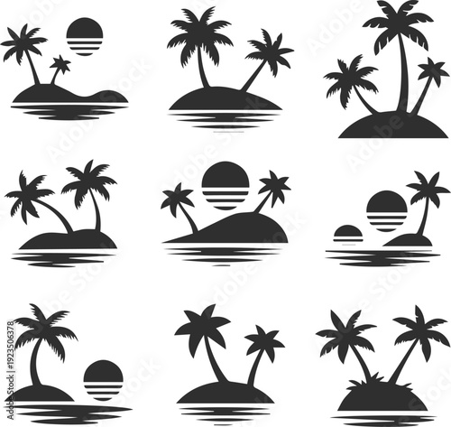 Island palm map marker and stamp set