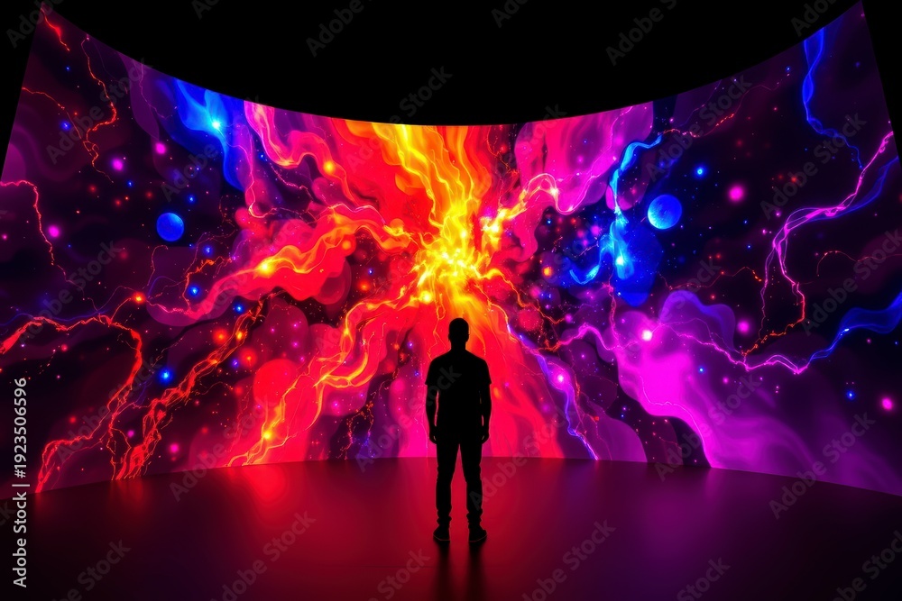 Fototapeta premium Silhouette Before Vibrant Cosmic Digital