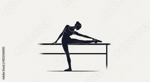 Woman stretching leg on table in gym for flexibility and balance in fitness routine