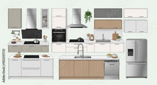 Modern Kitchen Design - Stylish Cabinets, Appliances, and Contemporary Interior.