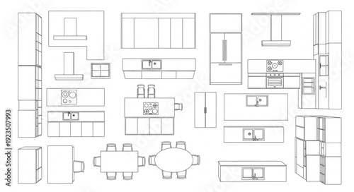 Detailed architectural floor plan showcasing kitchen and dining area layout.