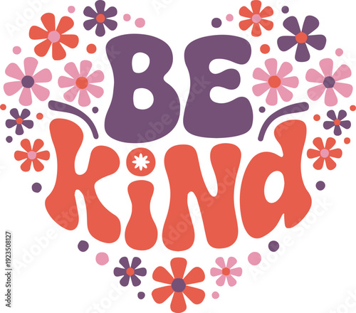 BE KIND heart flower artwork for tshirt print