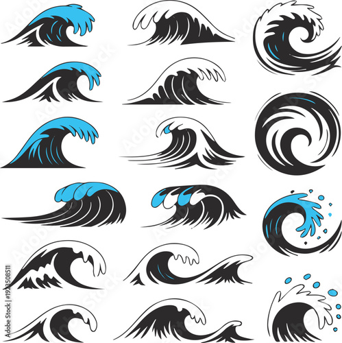 Water splash and droplet icon collection for packaging