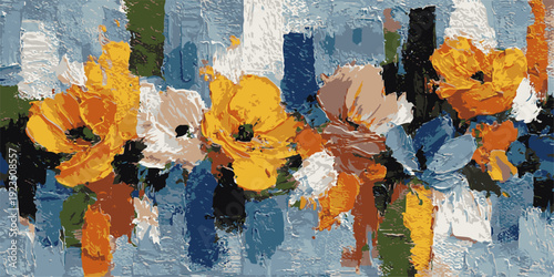 A vibrant and colorful bouquet of flowers in a modern art style