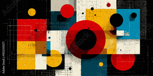 A vibrant and surreal landscape with colorful arches and floating spheres