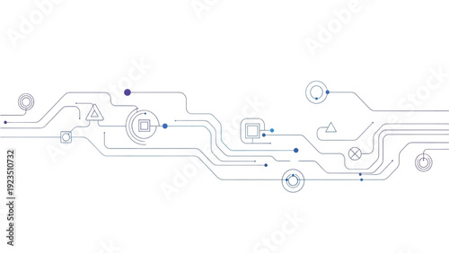 Abstract digital circuit board design illustrating interconnected pathways and technological flow