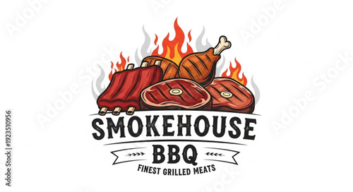Smokehouse BBQ Grilled Meat Logo.