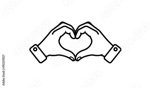 Hands making heart shape line icon vector symbol