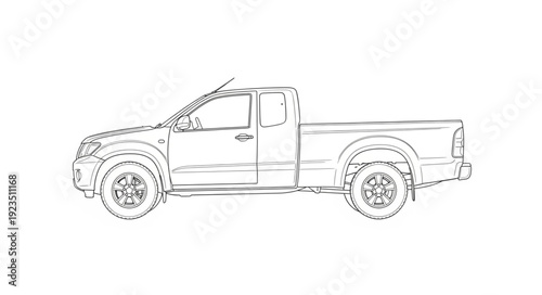 Sketch of Pickup Truck Vehicle.