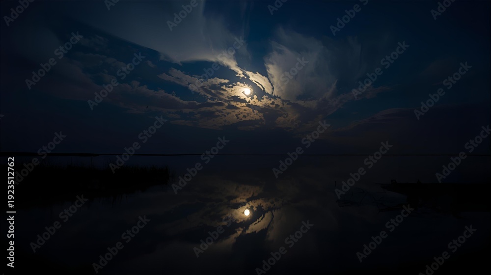 Fototapeta premium sunset over the lake