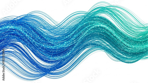 Abstract blue and green wave pattern with sparkly textures